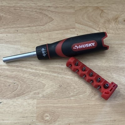 Husky Tamper Proof Torx Ratcheting Screwdriver and Bit Set Vtg USA and TW Pat.