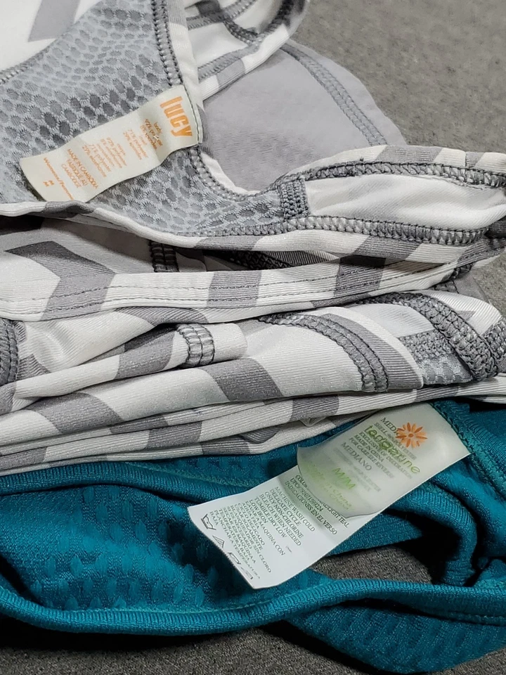 Lote de 2 camisetas sin mangas Lucy Tangerine espalda cruzada gris y blanco, verde azulado para mujer talla M yoga Foto 4 de 4