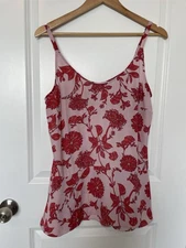 Cabi Medium Pink Floral Print Adore Peplum Tank Cami Adjustable Straps #5533
