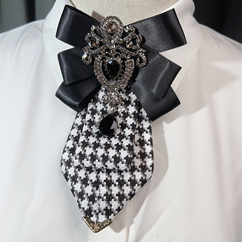 Black White Houndstooth Bow Tie for Men Women for Weddings Formal Events Necktie