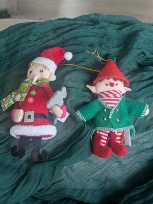 Gorham Pointy Ears & On Champ Vintage 1970s Elf Elves Christmas Ornaments