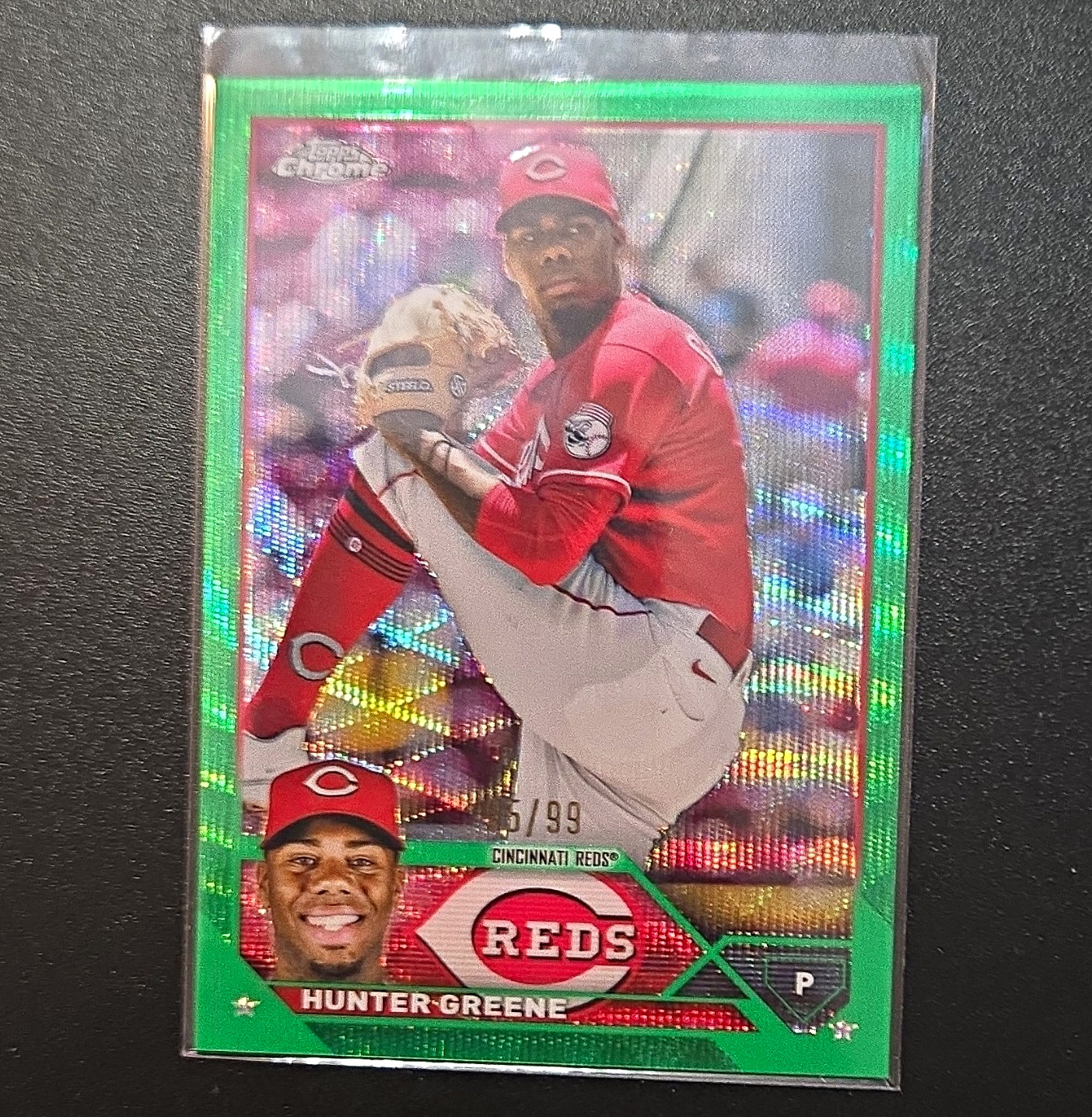 Topps Chrome 2022 Hunter Greene Green Refractor /99 #40 Cincinnati Reds MLB