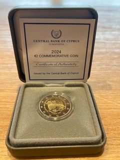 2 Euro Münze aus Europa 2024 Zypern 20 Jahre EU Beitritt