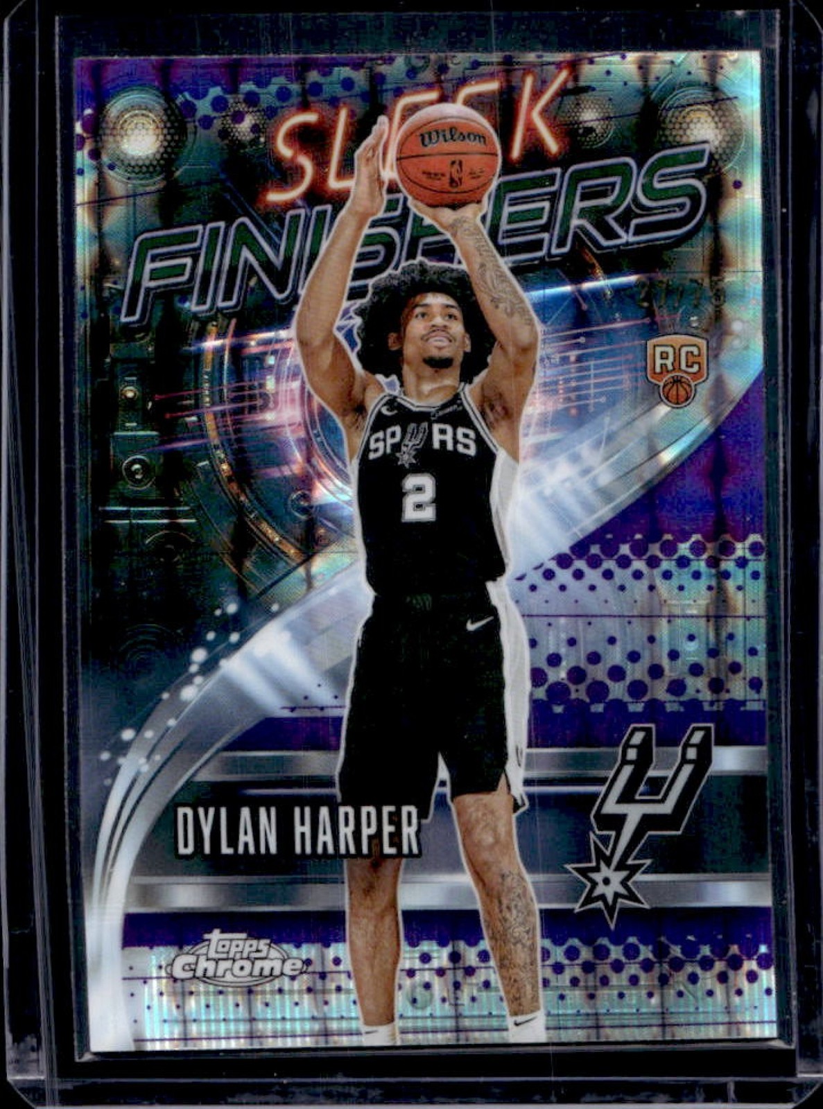 2025-26 Topps Chrome Dylan Harper Sleek Finishers RC Geometric Purple #27/75