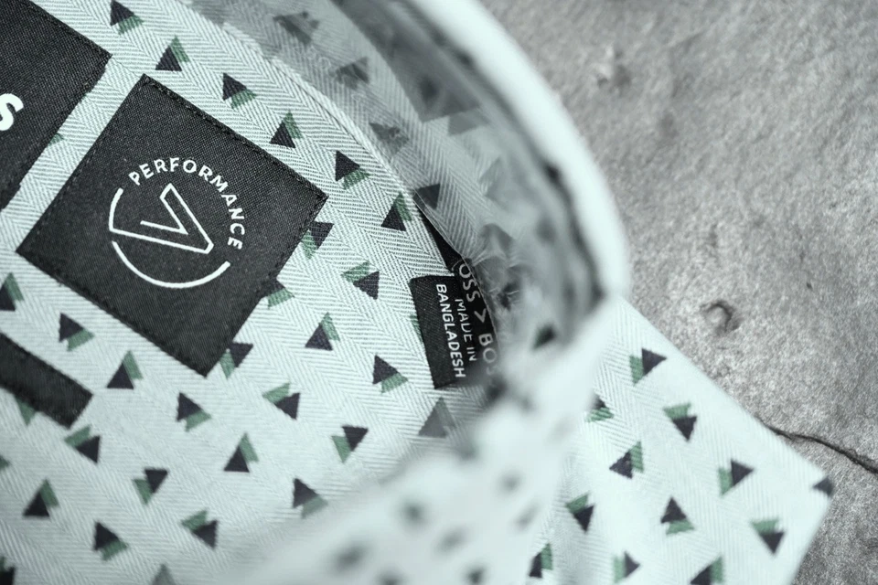 Hugo Boss Men's Hank Kent Slim Fit Open Green Spotted Cotton Dress Shirt 42 16.5 - Image 3 of 4