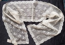 Vintage White Lace Dresser Scarf Long 8  X 60  Runner Machine Made New Old Stock
