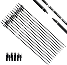 Pack of 12 Tiger Archery Carbon Practice Arrows for Compound & Recurve Bow 30"