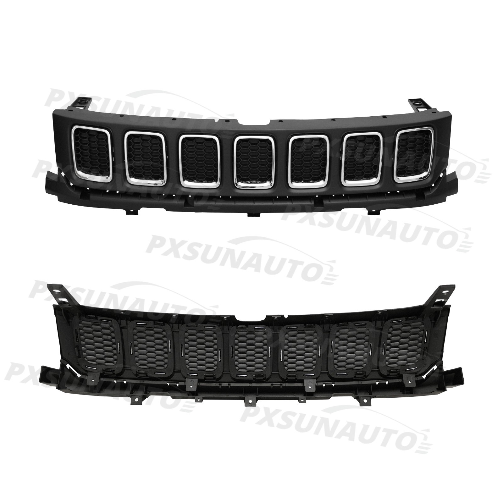 Front Bumper Complete Grill Upper For Jeep Compass 2017 2018 2019 2020 2021