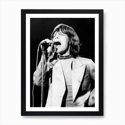 Mick Jagger Performing On Rolling S gerahmtes Wandbild Poster Leinwanddruck Bild