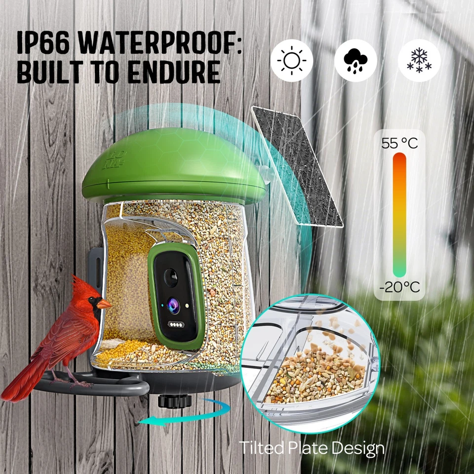 LONA Smart Bird Feeder with Camera, Dual-Lens, Solar-Powered, Wireless Birdwatch - Image 3 of 4
