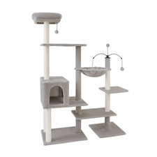 Vibrant Life 64" Multiple Level Cat Tree Tower with Condo and Hammock, Grey