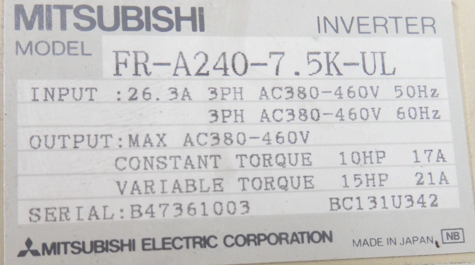 FR-A240-7.5K-UL, MITSUBISHI - Image 2 of 3