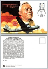 General Hap Arnold First Day Cover Postcard 1988 Aviation B-29 Bomber Wright