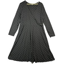 Old Navy Dress Womens XXL Polka Dot Faux Wrap Black White Preppy Career Work