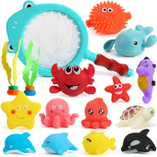 16PCS Bath Toys, Baby Kids Floating Animal Toys Pool Toy Set Fishing Ne