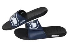 NFL Seattle Seahawks Slide Sandals, Logo/Navy/Black, Men's Size XL, 13-14