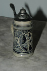 German Beer Stein with Lid, Blue/White, 7" Tall, 3-1/8" Diameter Base — photo 8