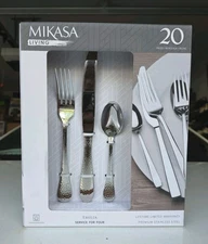 Mikasa EMILIA Hammer Forged Flatware Service For 4 Premium Stainless Steel- NEW