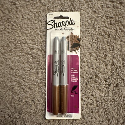 2 Pack Sharpie Bronze Metallic Permanent Marker, Fine Point