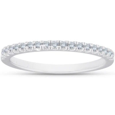 1/4 cttw Diamond Stackable Womens Wedding Ring 10k White Gold - Image 1 of 4