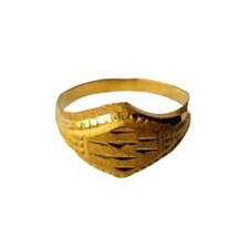 22K/18K Real Certified Yellow Gold Carved Design Kids Ring