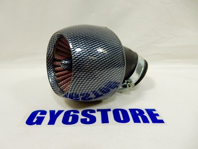44mm CARBON FIBER LOOK AIR FILTER FOR 150cc SCOOTERS, ATVS, WITH GY6 MOTORS