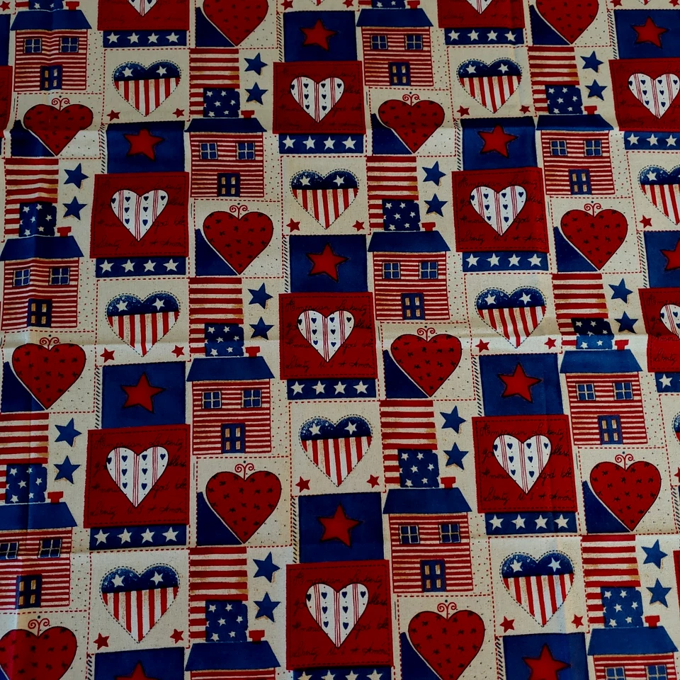 Tela de edredón patriótico primitivo 100 % algodón 1 yarda total 2 preguntas frecuentes 1) 1/2 yarda Foto 3 de 4