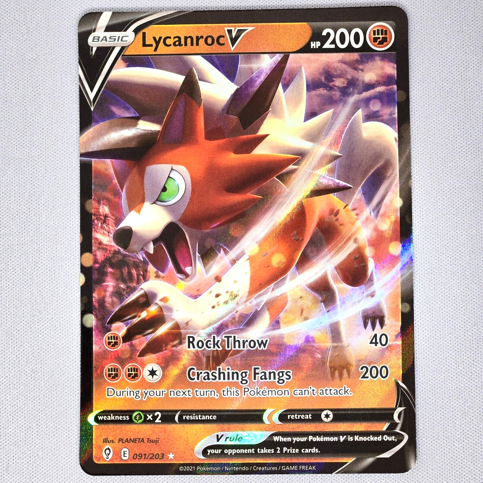 Lycanroc V 091/203 Evolving Skies Holo Ultra Rare Pokemon Card TCG English NM