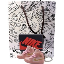 Air Jordan 1 Mid Coral Gold - 3D Mini Sneaker Keychain Shoe Pair with Box  Bag