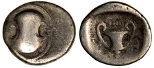 Greek Boeotia. Thebes (395-340 BC) AR Tri Obol or Hemidrachm, 2.44 gr.,