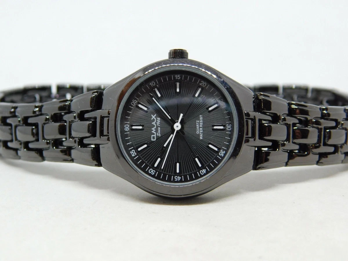 OMAX HBJ826 Black Tone Quartz Analog Women s Watch Sz. 7 1 2