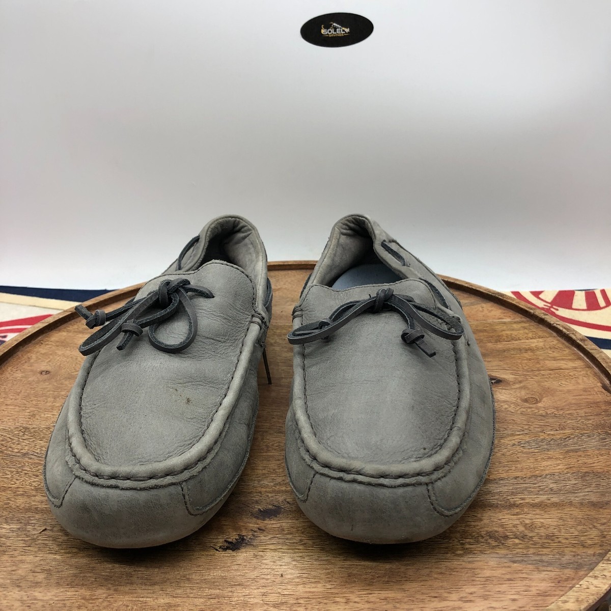 UGG Chester Men\'s Sz 10 43 Gray Leather Moccasin Slip-On Loafers Shearling UGG Men main image 2