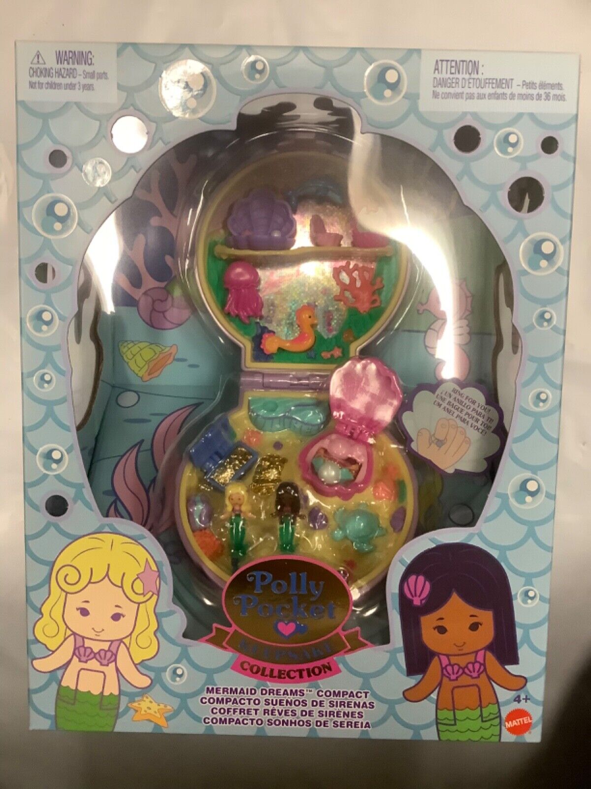 Polly Pocket Keepsake Collection Mermaid Dreams Compact, 2 Dolls & Wearable Jewe