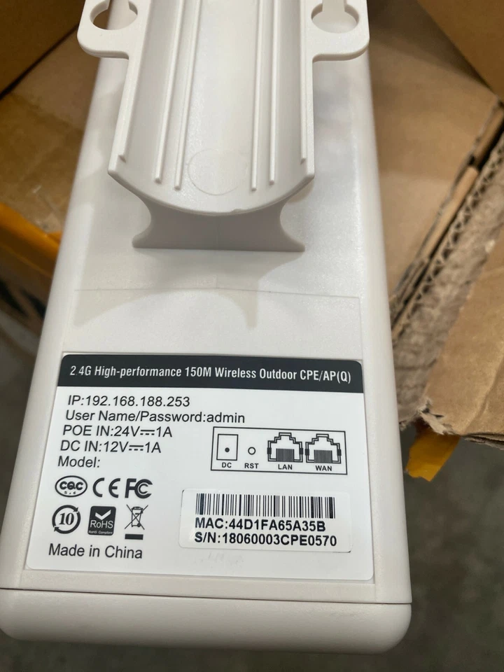 2PC Outdoor 150Mbps Wireless Access Point WiFi Bridge CPE-150 AP Network Router - Photo 4/4