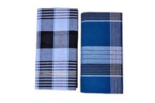 Men's Cotton Checkered Stitched Lungi For Men Multi, Size: 2.25 Mtr - Set of 2