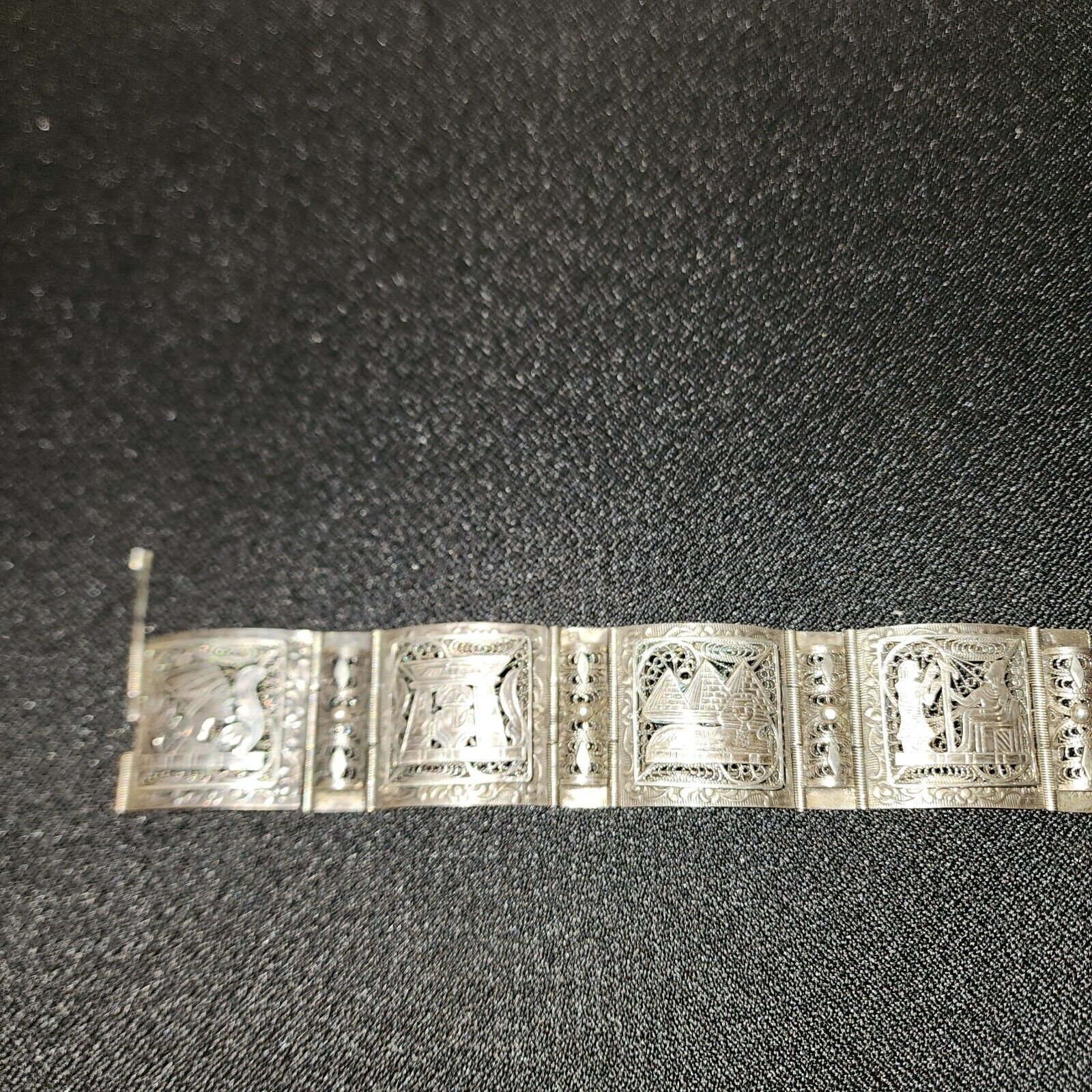 Egyptian Revival early silver bracelet from the 1… - image 1