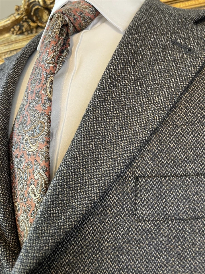 Jaqueta blazer vintage Stafford 42R cinza escuro lã e cashmere tweed liso 3 rolos 2 - Imagem 4 de 4