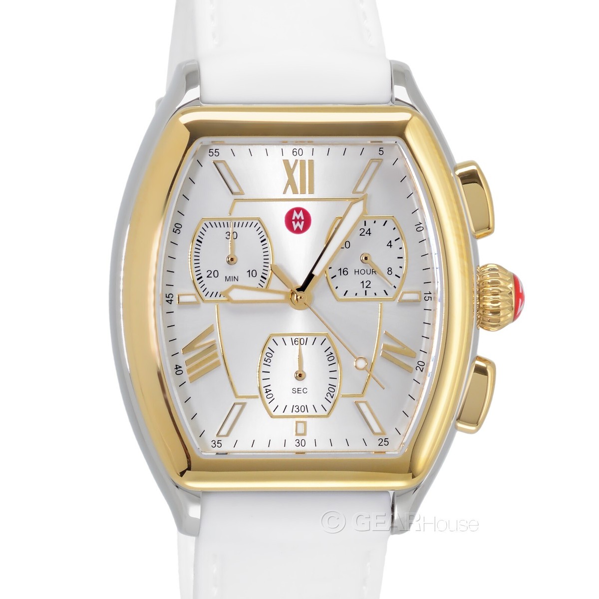 MICHELE Releve Womens Two-Tone Chronograph Watch Gold Silver White