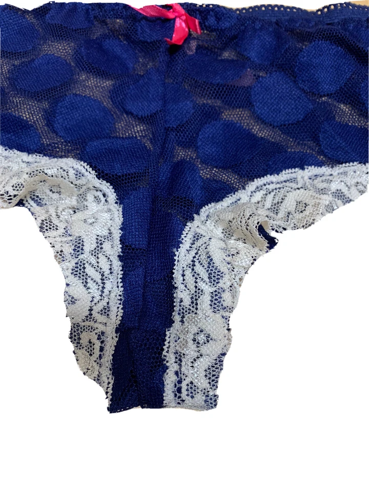 Pantalones Cortos Mujer Native Intimates Azul Blanco Encaje Talla M Foto 3 de 3