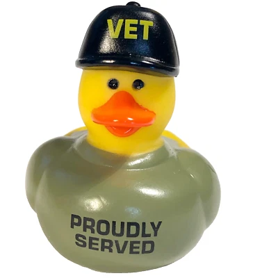ORIENTAL TRADING FREE SHIP - PROUDLY SERVED MILITARY VET VETERAN CRUISING RUBBER DUCK CRUISE 2"