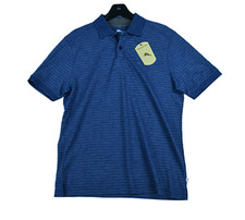 Tommy Bahama Polo Shirt Men's M Island Navy Striped Golf Short Sleeve Casual