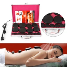 16Pcs/20Pcs Natural Massage Stones Hot Spa Rock Basalt Stone With Heater Box USA