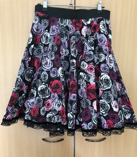 Hell Bunny Rockabilly Gothic Full Circle Skirt Floral Size 8, 10