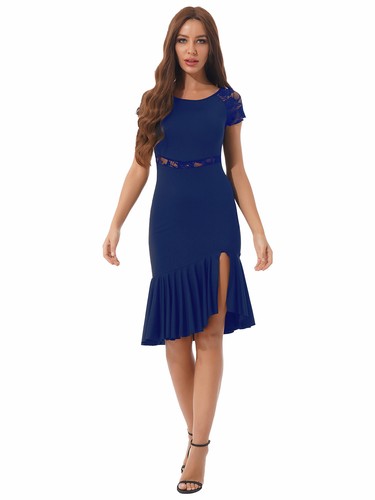 Para mujeres Vestido de Danza Latina Salón de Baile Transparente Encaje Tango Cha Cha Rumba Vestidos - Imagen 14 de 28