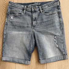 Universal Thread Women  s Blue Denim High Rise Bermuda Shorts De Tiro Alto Sz 12
