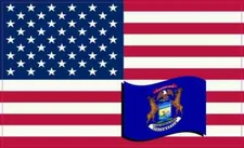 5×3 America and Michigan Flag Magnet Vinyl State Decal Car Truck Bumper Magnets