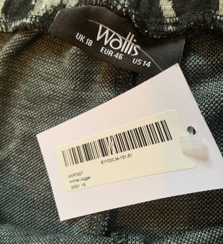Wallis Animal Print Joggers High Rise Tapered Grey UK 18 NEW - Picture 10 of 11