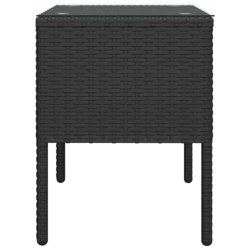 Side Table Black 53x37x48 cm Poly Rattan and Tempered Glass vidaXL - Picture 4 of 6