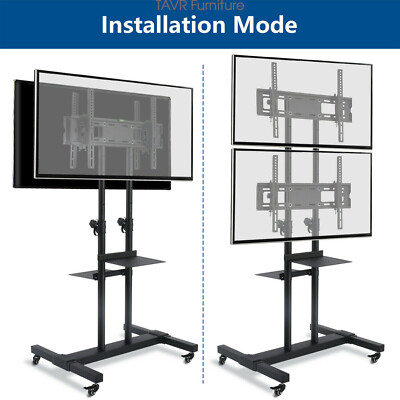 Mobile TV Stand with Dual TV Bracket for 32-70 inch LCD LED OLED Flat Screen TV