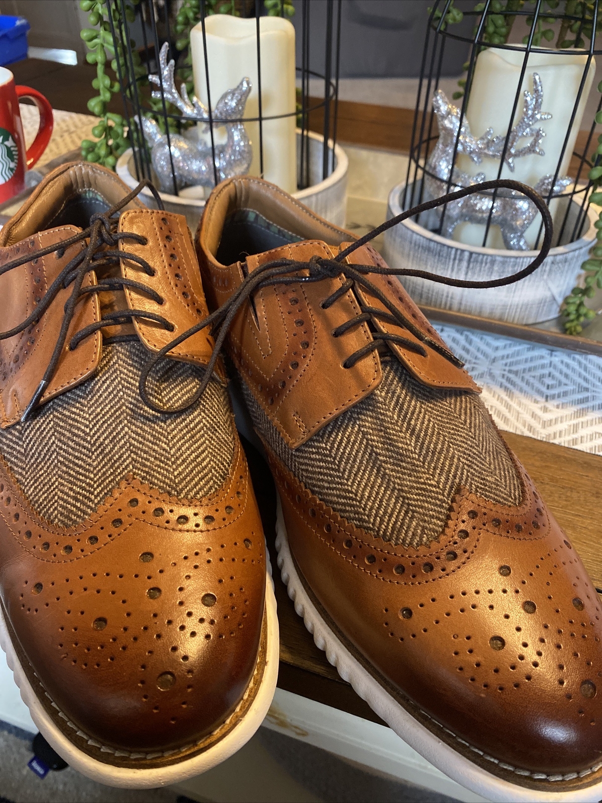 Thomas & Vine Men\'s Leather Derby Shoes in Cognac Brown Size 9.5 Thomas Shoes for Men for sale | eBay main image 3